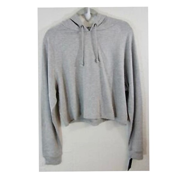 Joe’s Jeans Cropped Heather Gray Hooded Sweatshirt - Picture 3 of 7